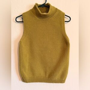 Marled Olive Green Sleeveless Turtleneck Sweater